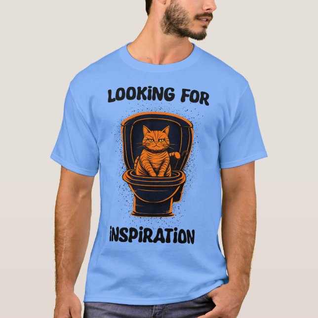 Orange cat looking for inspiration t shirt (Framsida)