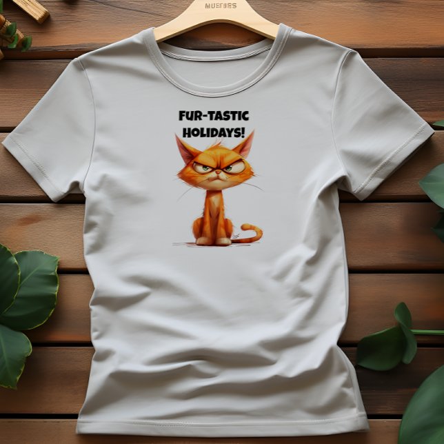 Orange Cat Lovers’ Christmas ironic wishes T-Shirt (Skapare uppladdad)