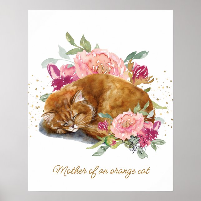 Orange Cat Mamma vacker Poster (Framsidan)
