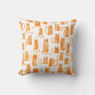 Orange Cat Mönster Kudde