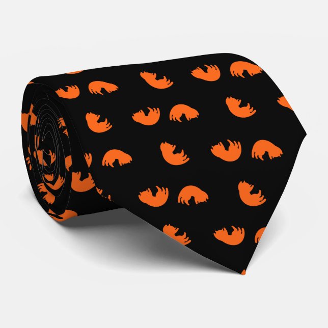 Orange Cat Mönster Tie Slips (Rullad)