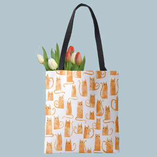 Orange Cat Mönster Tygkasse