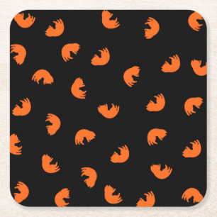 Orange Cat Mönster Underlägg Papper Kvadrat
