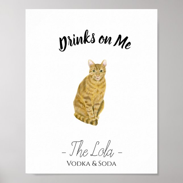 Orange Cat Namnteckning Drink-tecken Poster (Framsidan)