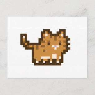Orange Cat Pixel Art-vykort Vykort
