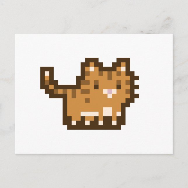Orange Cat Pixel Art-vykort Vykort (Framsida)