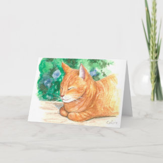 "Orange Cat Relaxing." Mottagningskort Kort