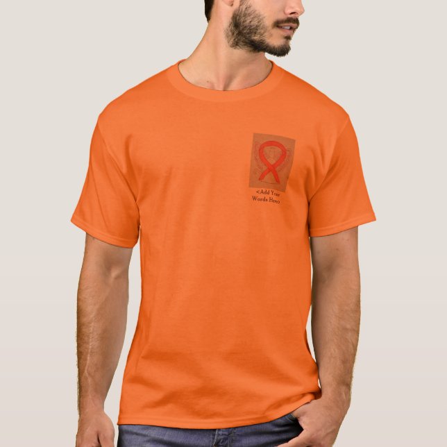 Orange Cat Ribbon Angel orsakar medvetandehöjande  Tee Shirt (Framsida)