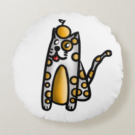 Orange Cat Rund Kudde