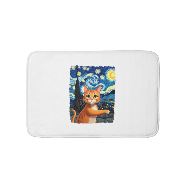 Orange Cat Selfie  Starry Night Cat Mom Cat Lovers Badrumsmatta (Framsidan)