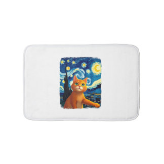 Orange Cat Selfie Starry Night Cat Mom Cat Lovers Badrumsmatta