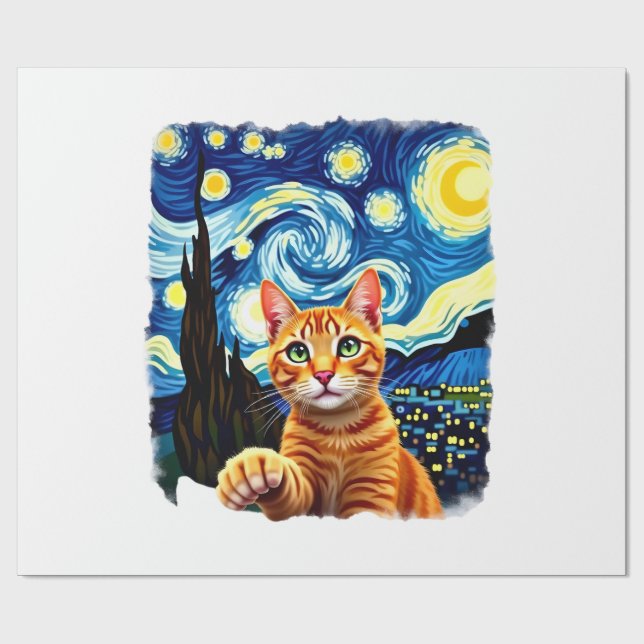 Orange Cat Selfie  Starry Night Cat Mom Cat Lovers Presentpapper (Platt)