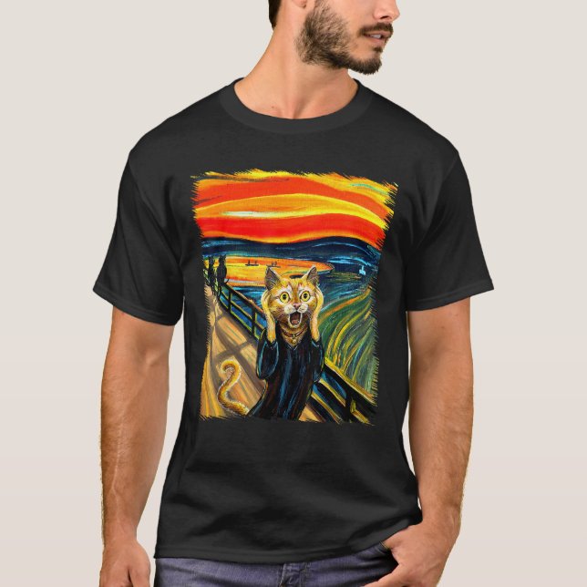 Orange Cat Skräm Art Painting Cat Lover Cat Mamma  T Shirt (Framsida)