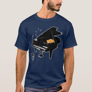 Orange Cat Spela Piano Music Älskare Funny T T Shirt