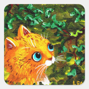 Orange Cat Stickers Creationart Fyrkantigt Klistermärke