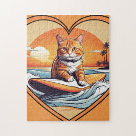 Orange Cat Surfing Pussel