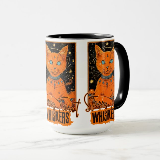 Orange Cat Tarot Magic | Cosmic Art Mugg (Framsida höger)