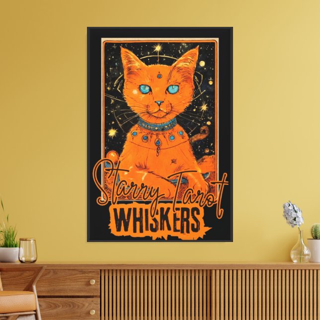 Orange Cat Tarot Magic | Utskrift av konsmisk kons Canvastryck (Insitu (Vardagsrum))