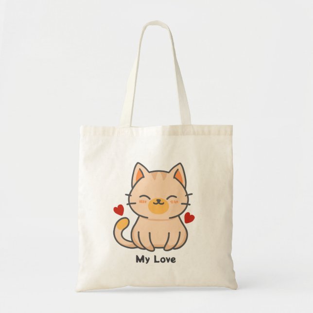 Orange Cat Tote Bag Tygkasse (Framsidan)