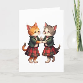 Orange Cats Dancing Scottish Ceilidh Greeting Card Helgkort