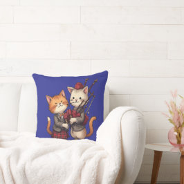 Orange Cats Playing Bagpipes and Wearing Plaid Kudde