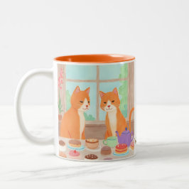 Orange Cats & Tea Party Mug Två-Tonad Mugg