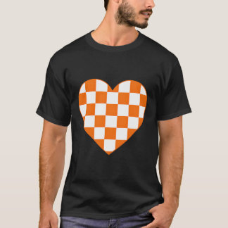 Orange Checkated Kärlek Heart Tävla Chess Lov T Shirt