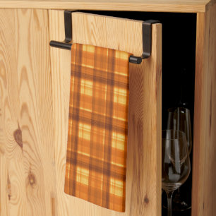 Orange Checked Tartan Print, Kökshandduk