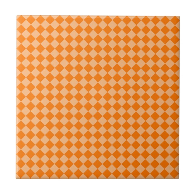 Orange Checker Diamond Mönster Kakelplatta (Framsidan)