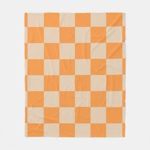 Orange Checkered Gingham Mönster Fleecefilt