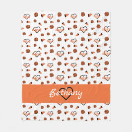 Orange Cheer Hearts, Pom Poms, Megafone Mönster Fleecefilt