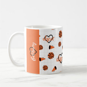 Orange Cheer Hearts, Pom Poms, Megafone Mönster Kaffemugg