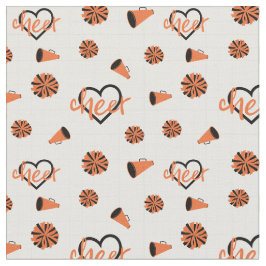 Orange Cheer Hearts, Pom Poms, Megafone Mönster Tyg