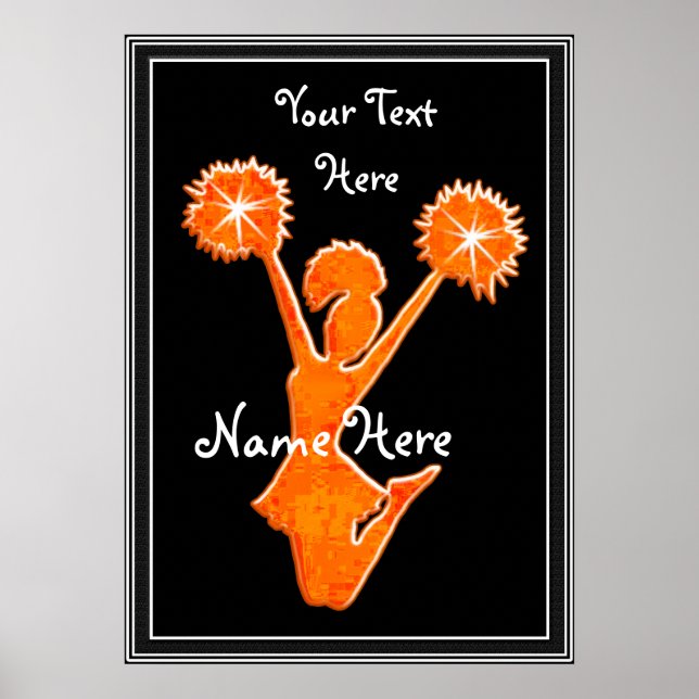 Orange Cheerlead Poster, din text, FÄRG Poster (Framsidan)