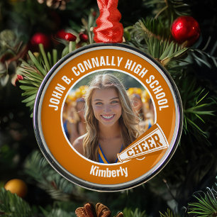 Orange CheerLeader Photo High School-jul Julgransprydnad Metall