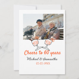 Orange cheers to 60 years anniversary wedding inbjudningar