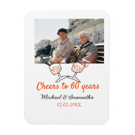 Orange cheers to 60 years anniversary wedding magnet