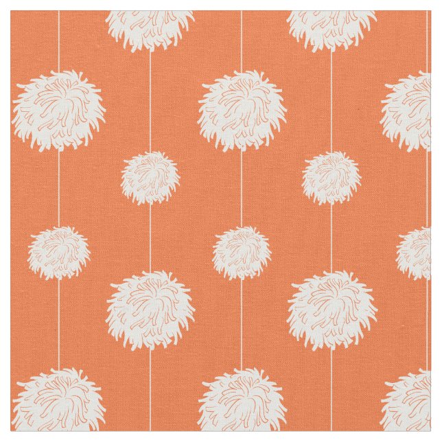 Orange Cheerwriter Pom Pom Mönster Tyg (Närbild)