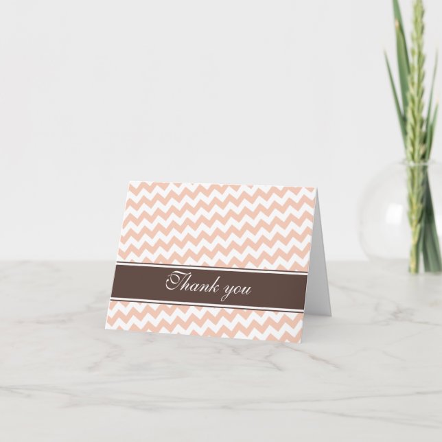 Orange Chevron Brun Rand Anpassade Tackkort (Framsida)