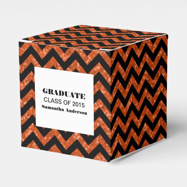 Orange Chevron Glitter Studenten-favoritboxar Presentaskar (Framsidan Sidan)