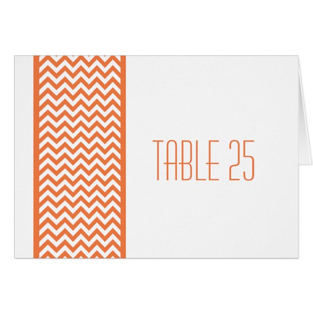 Orange Chevron Gräns Bordsnummer Card Hälsningskort (Framsidan Horizontal)
