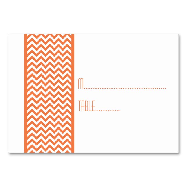 Orange Chevron Gräns Escort Card Bordsnummer (Framsidan)