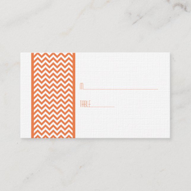 Orange Chevron Gräns Place Card Placeringskort (Framsida)