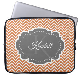 Orange Chevron Personlig Laptop sleeve