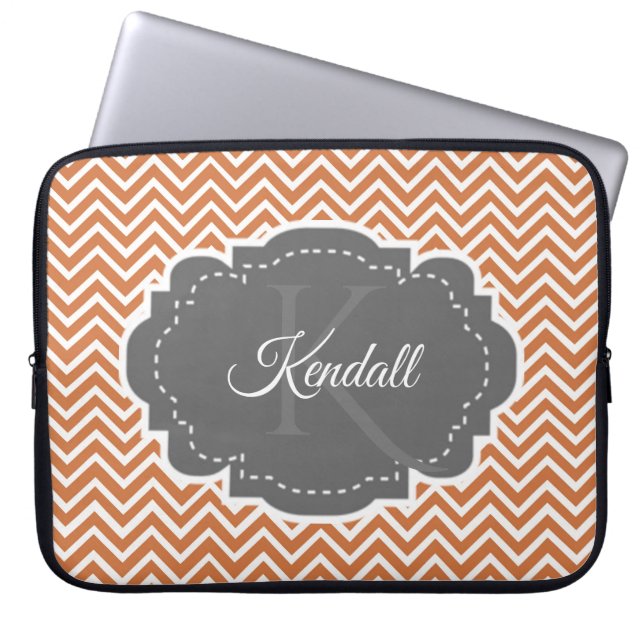 Orange Chevron Personlig Laptop sleeve (Framsidan)