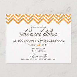 Orange Chevron Rehearsal Dinner Inbjudan Postcard Vykort