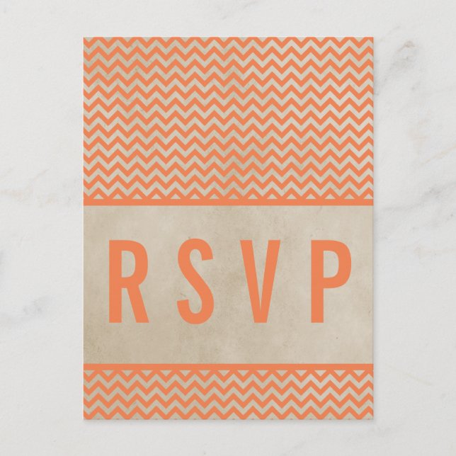Orange Chic Chevron OSA Postcard Inbjudan Vykort (Framsida)