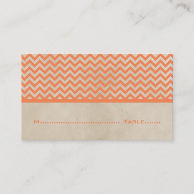 Orange Chic Chevron-platskort Placeringskort (Framsida)