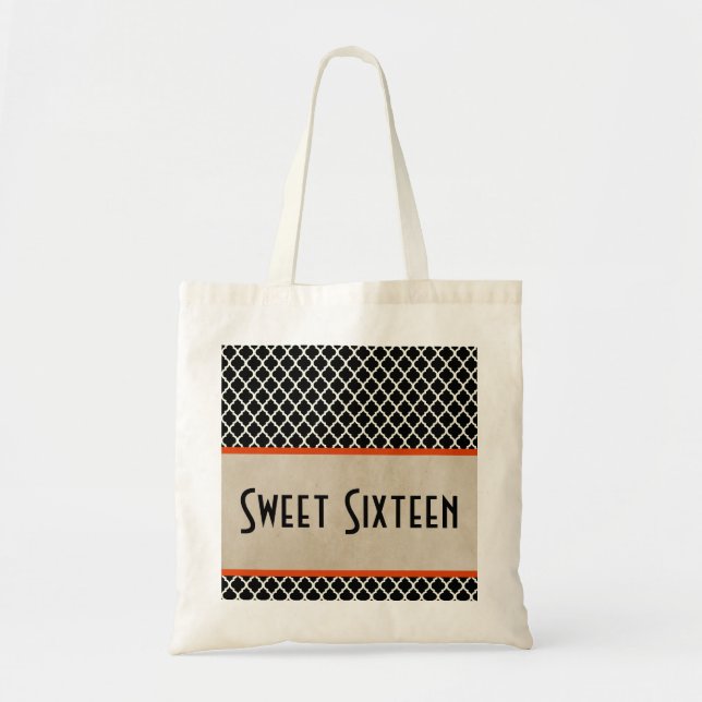 Orange Chic Quatrefoil Sweet 16 Bag Tygkasse (Framsidan)