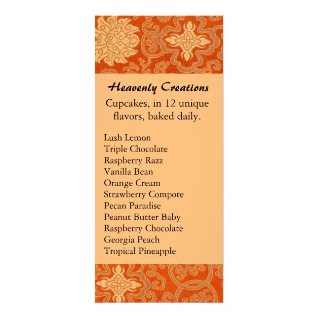 Orange China Brocade Business Reklamkort (Framsidan)
